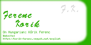 ferenc korik business card